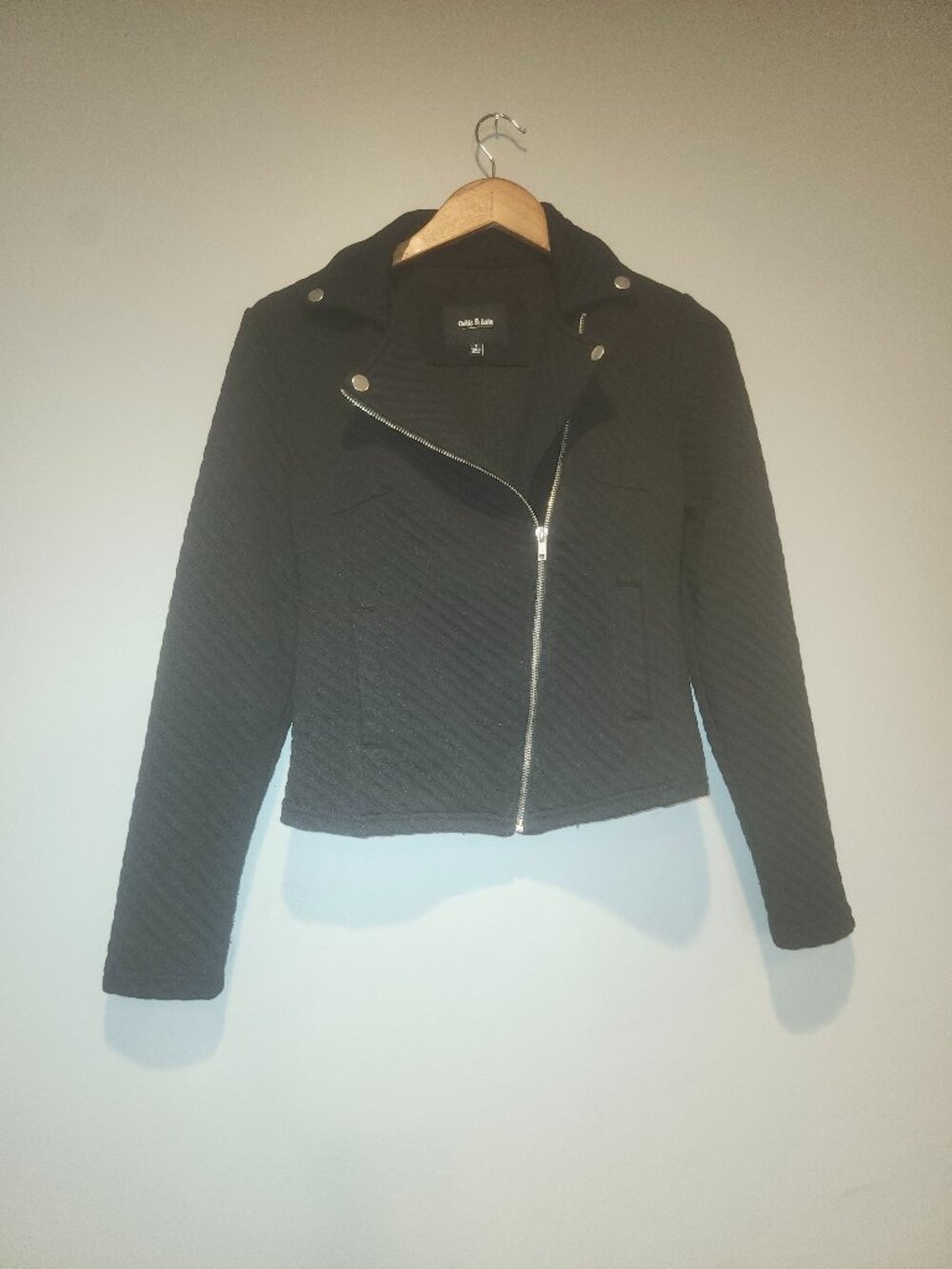 Black Diagonal Zip Jacket